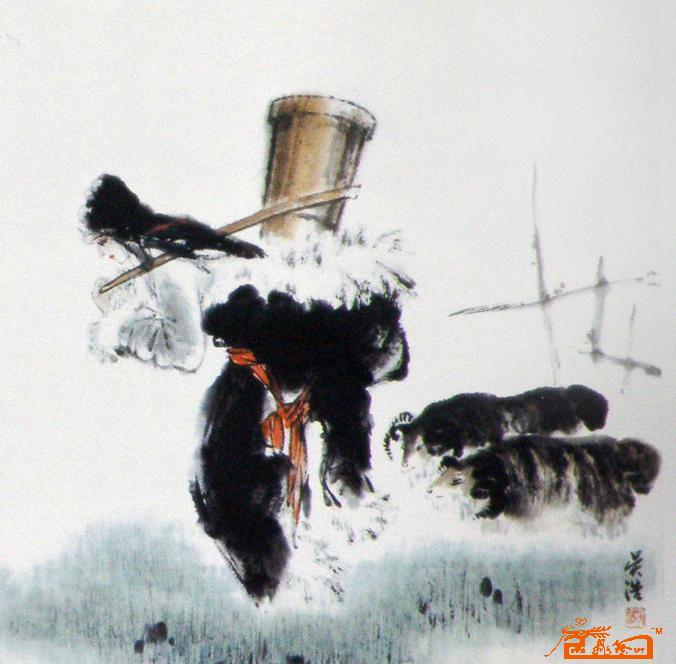 吴浩-藏族人物小品2-淘宝-名人字画-中国书画交
