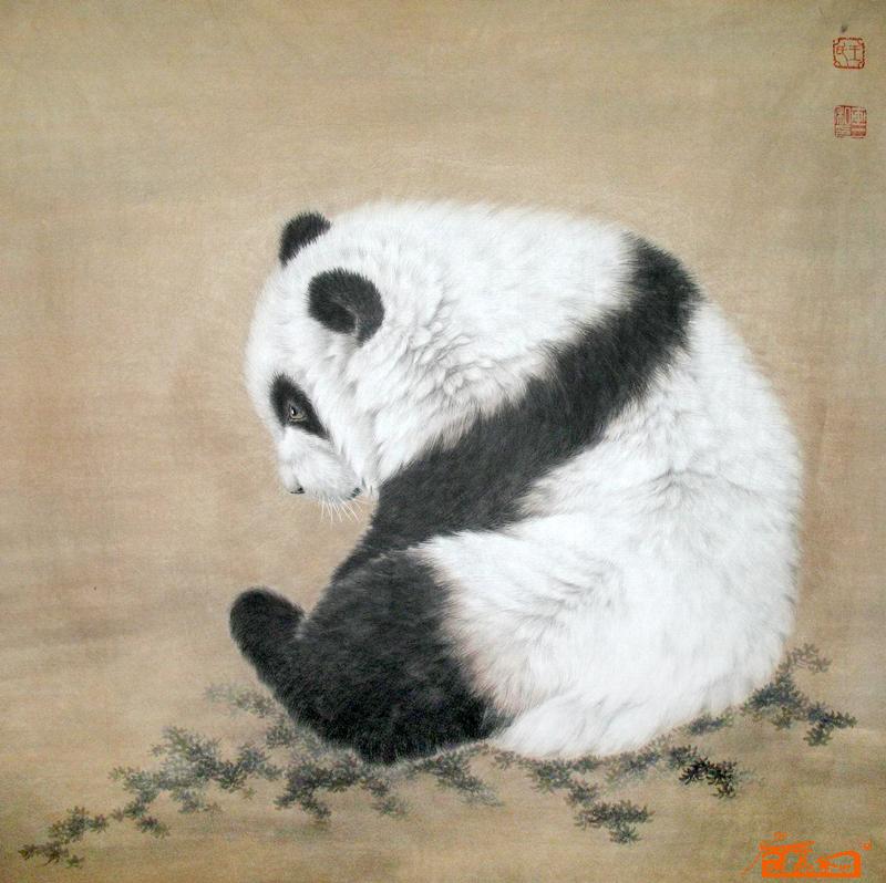 工笔熊猫